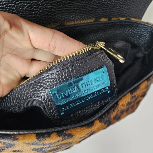 Divina Firenze Leopard Print Crossbody / Shoulder Bag – Baguette Vibes 🐆✨ - Picture 3 of 5